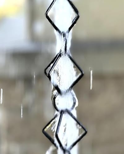 Miniatura 6 de Rain Chain Decorative Rain Chains Diamond Links, Black Aluminum Rain Catcher Chain 7ft 8ft 9ft 10ft, Replacement Downspout for Gutters, Water