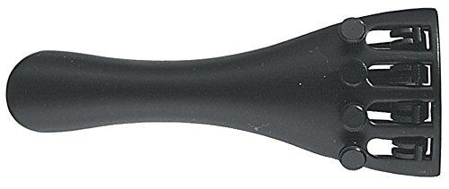 Wittner Violin Tailpiece 4/4, 4 Fine Tuners, Fine Tuner Screws, Black, Light Metal, black screws