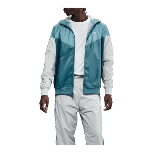 Image of Nike Sportswear Windrunner Men's Hooded Jacket (DA0001-006, Smokey Blue /Denim Turquoise /Sail /Sail) Size XX-Large Tall