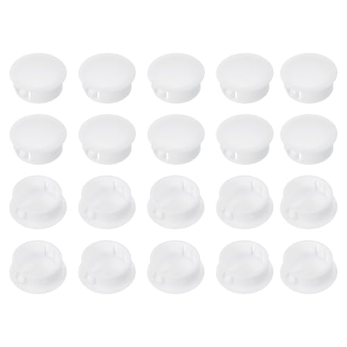 Image of PATIKIL 25 mm /1 inch Plastic Hole Plugs, 20 Pack Flush Type Round Plug Snap in Hole Panel Tube Kitchen Cabinet Furniture Fencing Post Pipe Insert End Caps, White