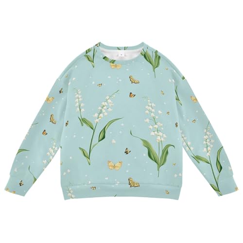 JUNZAN Cute Lily Light Blue Little Boys Sweatshirts Hoodies Fleece Kids Hoodies Boys Camping 4T