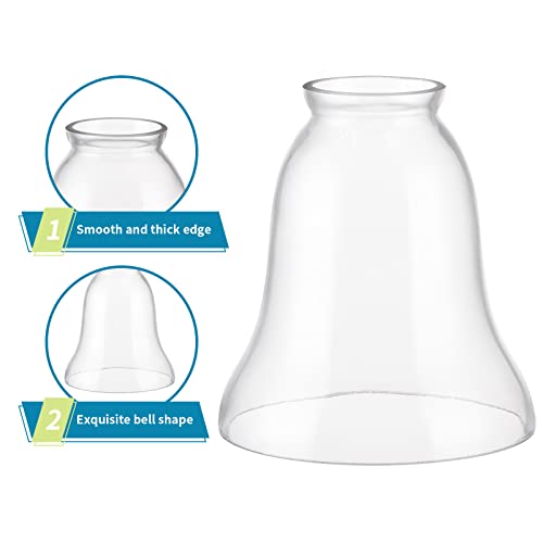 Image of Skelang 2 Pcs Ceiling Fan Light Shade, Lip Lamp shade, Bell Shape Light Fixture Globes Replacement, Clear
