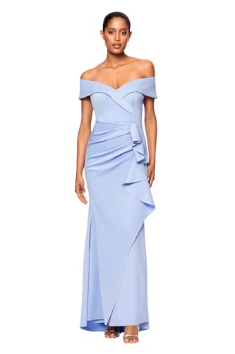 Image of Xscape Women's Xscape Women's Halter Mock Neck Ruffle Knee Length Dress