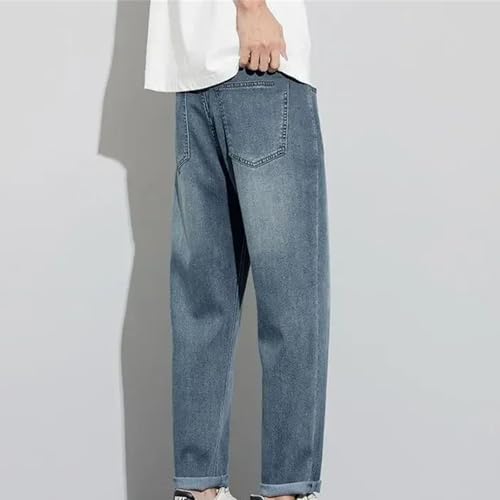 Men's Streetwear Jeans Solid Color Drawstring Loose Micro Taper Baggy Denim Pants Spring Casual Trousers4
