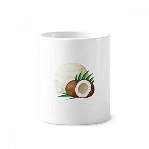 Porte brosse à dents céramique feuilles de noix de coco et mug blanc 350 ml pour stylos et café