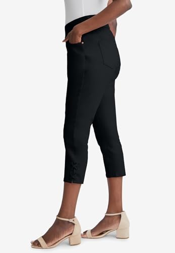 Jessica London Women's Plus Size Comfort Waist Stretch Denim Lace-Up Capri3