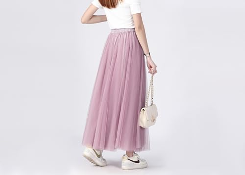 Tulle Skirts with Drawstring for Women Pleated Layered Tutu Skirt Ladies Elegant Flowy Long Skirts4