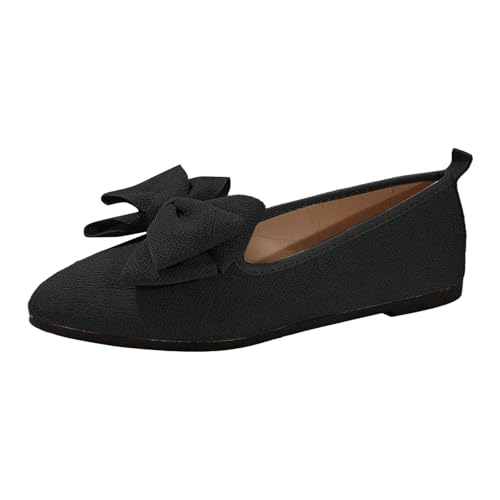 Mocasines informales para mujer, mocasines de moño de moda, transpirables, cómodos, ligeros, planos, para paseos diarios, excursiones, Negro , 41 EU