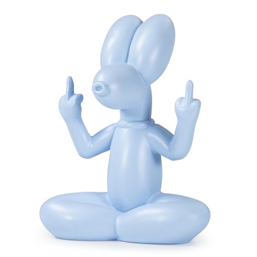 Figura decorativa perro globo azul resina divertida