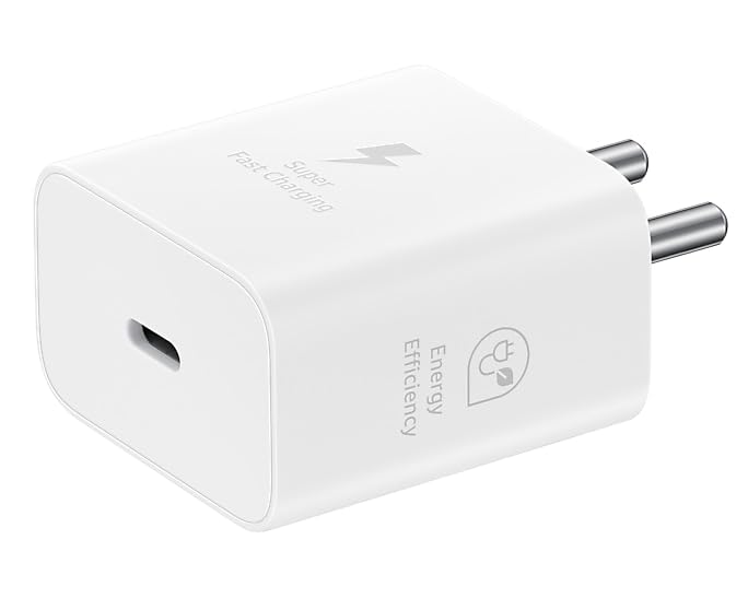 Image of Original 45W Power Adapter and Cable Compatible with Samsung Galaxy S25 [ Adapter and Cable ] White
