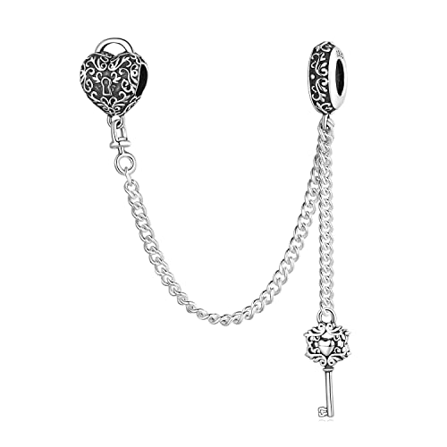 Colgante de llave con cadena de seguridad de plata para regalar en cumpleaños