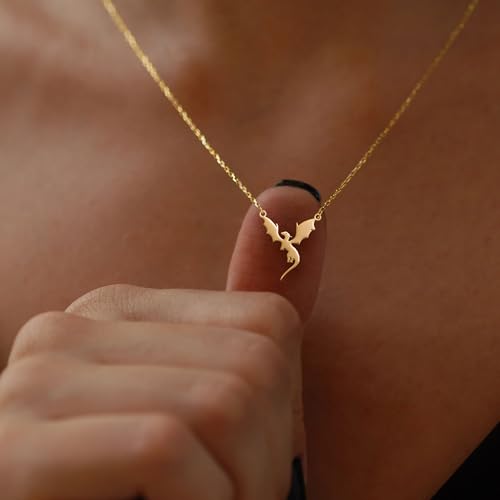 Gold Necklace for Women-14K Gold Plated Bow,Dragon,Shell, Palm Tree, Seahorse, Conch Shell,Sardines, Cowboy Boot,Bat,Bunny Pendant Beachy Jewelry for Women Gifts3