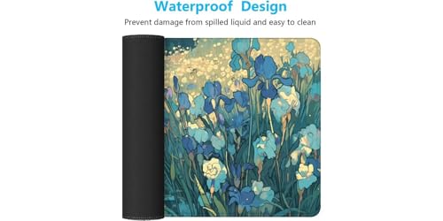 Tapis de souris gaming imperméable et antidérapant grand format fleur