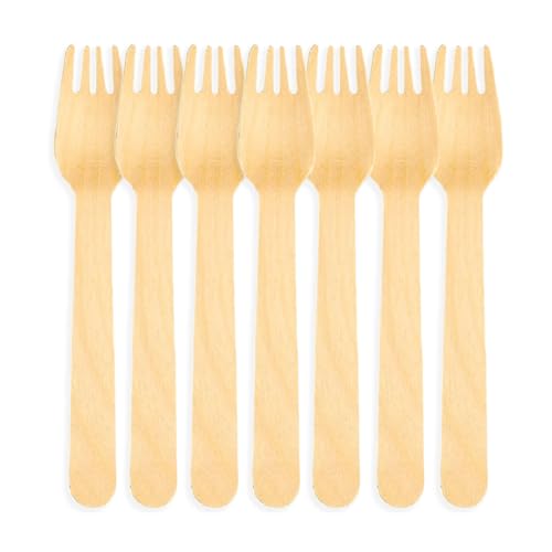 Purearth Disposable Wooden Cutlery Set - Alternative to Plastic, Eco Friendly, Biodegradable, Compostable Cutlery Pack, Natural Disposable Utensils Set (Wooden Forks 100 Pcs)