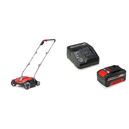 arieggiatore scarificatore senza fili da 18 v gc-sc 18/28 li solo +einhell starter kit 4,0 ah con batteria e caricabatterie power x-change, li-ion, 18 v, tempo di ricarica 75 minuti