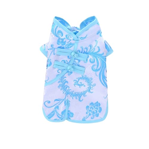 UGYMSIA ペット服 犬服 春夏 猫用 小型犬服 ドレス 通気性 小中型犬 愛犬 可愛い半袖 タンクトップ 軽くて快適、柔らかく肌に優しい 高密度錦織 (鳳凰の尾(青),M)