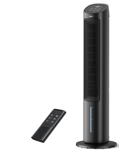 DREO Tower Fans That Blow Cold Air, 40' Evaporative Air Cooler, Cooling Fan for Bedroom with 80° Oscillating, Remote Control, 3 Modes 4-Speed Quiet Floor Fan, Black