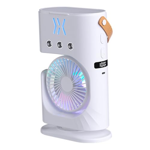 Jalzdieod Portable Desktop Humidifier Air Conditioner Fan Household Small Air Cooler Fan Sprays Fan for Office 7 Color Lighting