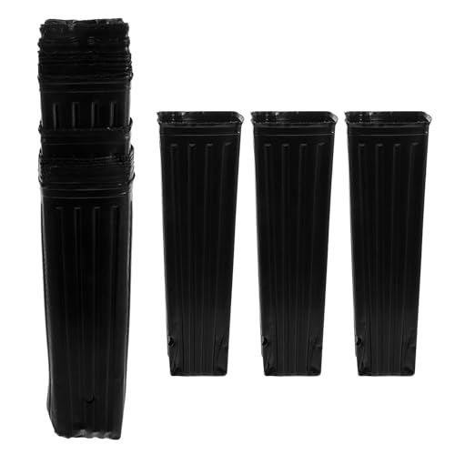 Kisangel 80 Pièces Lot de Pots de Pépinière Noirs Profonds et Étroits avec Drainage Conteneurs Plastiques pour Semis Culture Verticale et Germination Arbres Fruitiers Intérieur