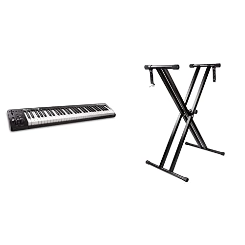 M-Audio Keystation 61Mk3 Teclado Controlador Midi Compacto De 61 Teclas Con Controles Asignables, Ruedas De Cambio De Tono + Rockjam Soporte De Teclado Ajustable