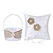 JYCRA Coussin pour alliances de mariage, fleur et panier, style campagnard vintage, panier de fleurs rustique, coussin pour mariage, fiançailles ou cérémonie