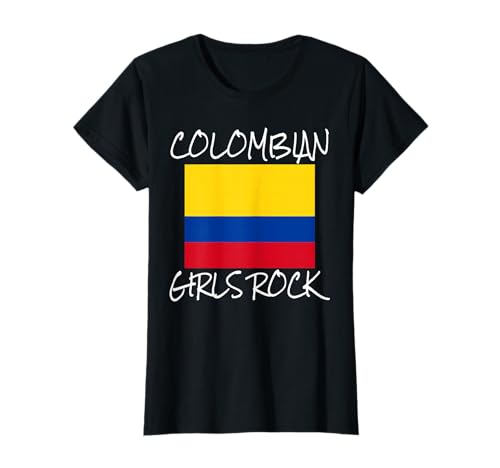 Bandera de rock colombiana para niñas colombianas Orgullo Colombianisima Camiseta