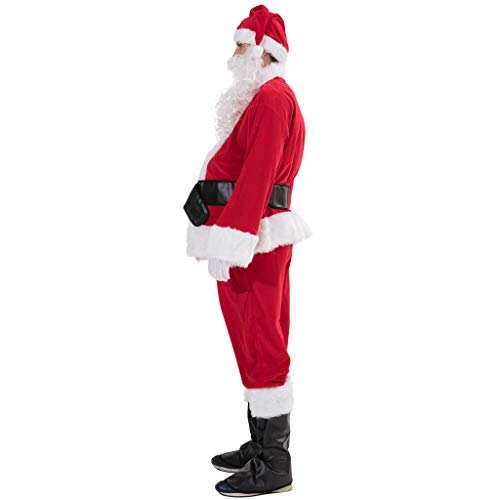 Eraspooky Men Christmas Holiday Deluxe Adult Santa Claus Costume Suit 7Pcs (Plus Size) #TOP2