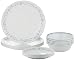 Corelle 18-Piece Vitrelle Glass Country Cottage Chip and Break Resistant Dinner Set, Service for 6, Green/Blue