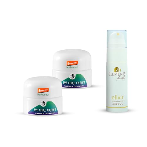 Martina Gebhardt Naturkosmetik Eye Care Cream x2 and Eye contour serum from 4 Elements for life. Active certified natural cosmetic.