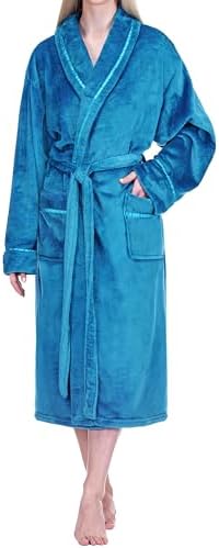 PAVILIA Womens Fleece Robe with Satin Trim, Plush Soft Long Spa B...