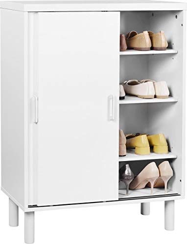 VASAGLE | Schrank für Flur, Schuhschrank mit Schiebetüren & höhenverstellbare Einlegeböden, 100 x 70 x 35 cm | Weiß – Bild 3
