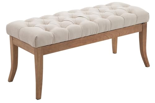 CLP Taburete Pie De Cama Ramses En Tela | Banqueta Altura De Asiento: 46 cm | Banco De Entrada con Base En Madera Clara Antigua I Color:, Color:Crema, Tamańo:100 cm