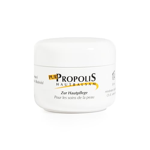 Propolis Salbe zur Hautpflege bei Akne & Neurodermitis Hochdosierter Propolis Balsam mit Bio-Bienenwachs Gesichtspflege mit Vitamin E & Jojobaöl Naturkosmetik XL (50g)