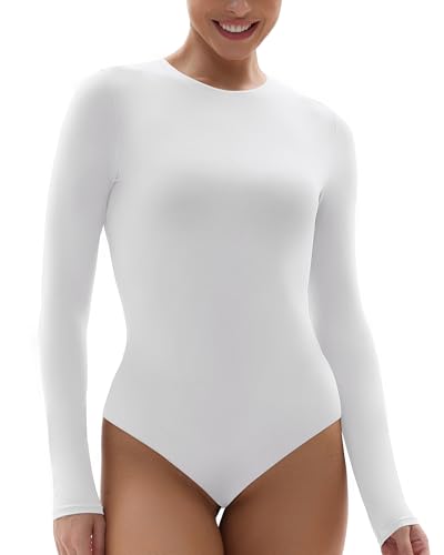 SHAPERX Body Damen Bodysuit Hoher Elastizität Langarm Top Rundhals T-Shirt...