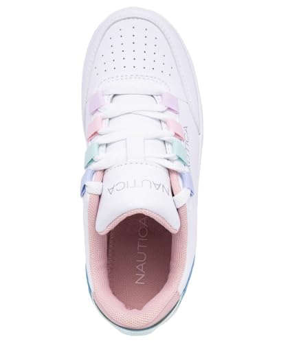Nautica Girls Kids Fashion Sneaker Tennis Shoes Low-Top Lace Up Sneaker, Sammira - White Pastel Size 2 - image 4