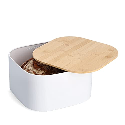 Panera con tapa de bambú Zeller 25382 elegante de metal y madera 3