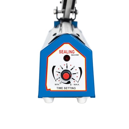 Image of SKADIOO Sealing Machine for Food Packets | 8 Inch Metal Body with Adjustable 8 Level Timer Control, Compact Hand Press Design for Home & Shop Use | Packet Sealer Machine for Plastic Bags| Blue - 200mm