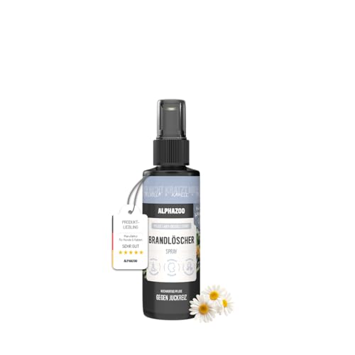 alphazoo Brandlöscher Anti-Juckreiz-Spray für Hunde 100 ml – mit Kamille & Ringelblume. Pflegendes Spray, Alkohol- & parabenfrei, zur Unterstützung empfindlicher Haut & zur Linderung von Irritationen