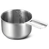 Xindojuz - Taza medidora individual de acero inoxidable, escala interior grabada, cuchara medidora de metal para cocinar, hornear, detergente para ropa, ingredientes húmedos y secos, apto para