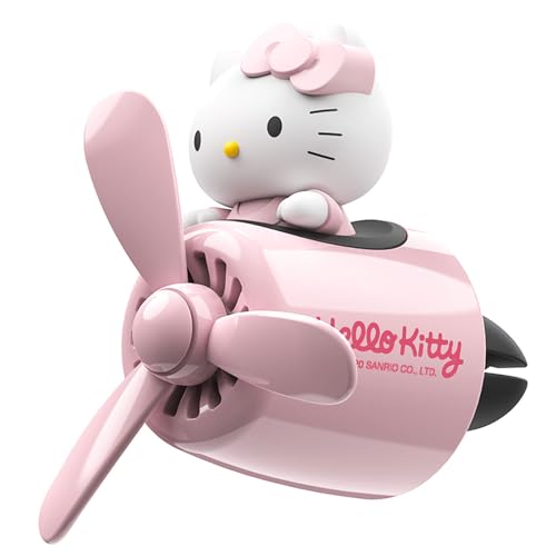 Car Air Freshener, Cute Pink Cat Pilot Vent Clip Interior Accessories, Rotating Propeller Automotive Air Outlet Fan Creative Cartoon Air Fresheners for Car (Pink)