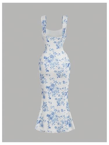 Image of GORGLITTER Women's Floral Summer Wedding Guest Dress Ruched Cocktail Party Bridal Shower Formal Beach Midi Sun Dresses