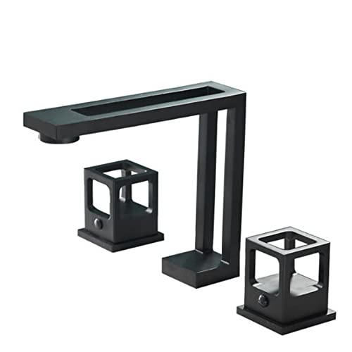 Robinet de lavabo de salle de bains à 3 trous mélangeur laiton noir mat
