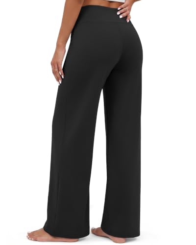 Image of ZOOSIXX Wide Leg Pants for Women, Flowy Palazzo Yoga Pants Lounge Comfy Casual Drawstring Maternity Trousers 22 inch / 30 inch