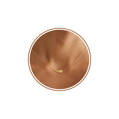 Gold Angel Wings Necklace Sympathy Gifts for Loss of Loved One 1-12 Birthstone Necklace for Women Guardian Angel Memorial Condolences Remembrance Comforting Spiritual Inspirational Jewelry
