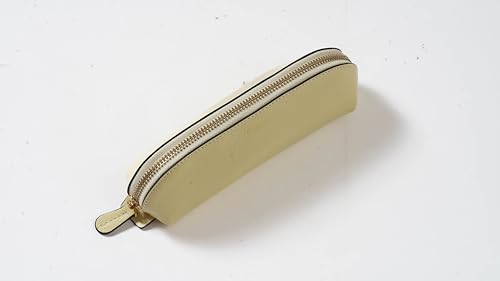 Image of Cockatoo Genuine Leather Pencil Pouch, Accessories holder, Stationery Bag, Zippered Pen Case for Work & Office (Anise Flower)
