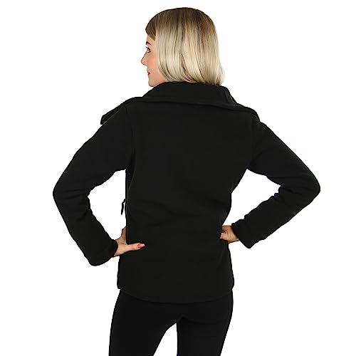 ALPIDEX Damen Fleecejacke Hoher Stehkragen Daumenlöcher Tailierte Winter Fleece Jacke Antipilling Warm Weich Full Zip Fleecepullover Microfleece Wandern Outdoor, Größe:S, Farbe:black