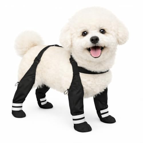 YAQUHO Suspender Boots for Small Dogs, Tiny Dog Boots Anti-Slip & Fall Waterproof Puppy Shoes Leggings, Adjustable Paws Protector for Small Breed Dogs Winter Snow Rain Hiking (XS)