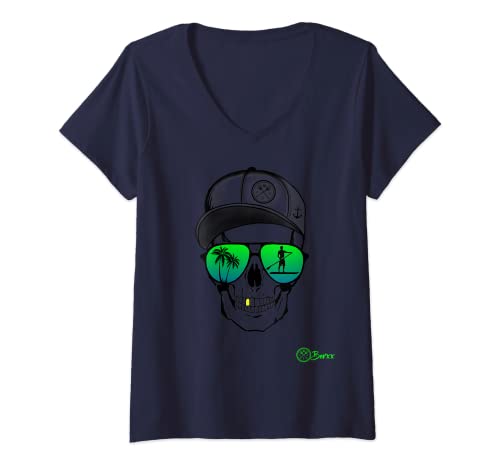 Photo de Femme SUP stand upp paddle Surfboard Surf Wave Beach surfing T-Shirt avec Col en V