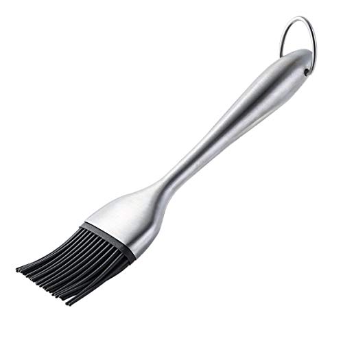 Silicone Basting Brush BBQ Grill Pastry Brush 12 Inch and 8 Inch for Baking and Cooking, Safe Heat Resistant Stainless Steel Handles with Free Wall Hook, Set of 2