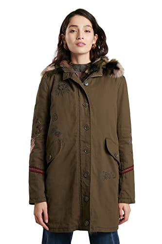 Desigual Chaq_Lisboa Parka para Mujer reversible lona verde y pelo sintético